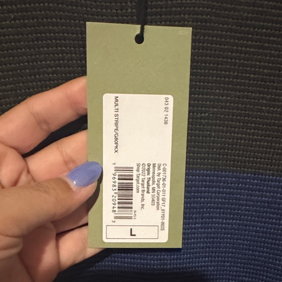 Size Large Goodfellow & Co Men's Striped Crewneck Sweater - Red, Blue, Gray - Picture 3 of 4